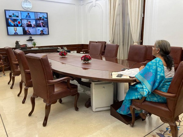 Union Finance Minister Nirmala Sitharaman during virtual session organised by CDRI (Image Courtesy: Twitter)