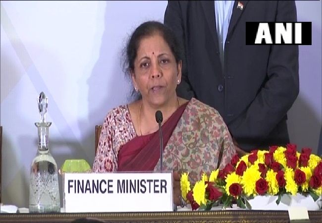 Finance Minister Nirmala Sitharaman speaking at a press conference in New Delhi on Tuesday.