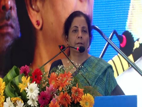 Finance Minister Nirmala Sitharaman addresses an event in Chennai on Saturday. Photo/ANI