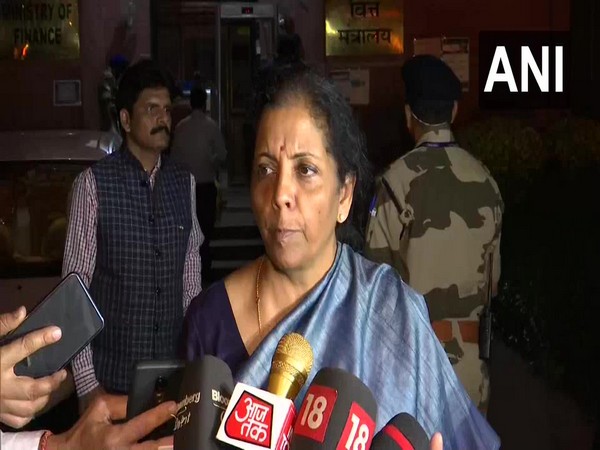 Finance Minister Nirmala Sitharaman speaking to reporters in New Delhi on Friday.