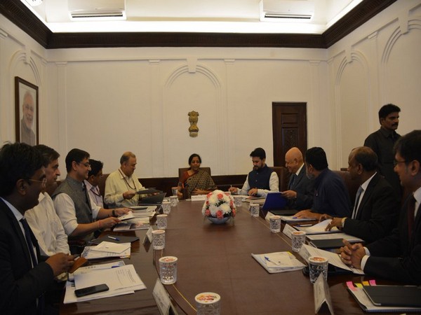 Finance Minister Nirmala Sitharaman chairing GC meeting of NIIF in New Delhi on Tuesday. Photo/ANI