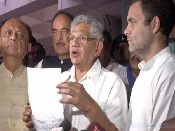 CPM general secretary Sitaram Yechury briefing media persons Delhi Airport on Saturday. Photo/ANI 
