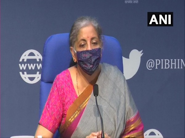 Finance Minister Nirmala Sitharaman during a press conference in New Delhi on Monday. (Photo/ANI)