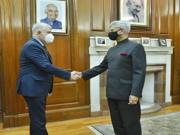 External Affairs Minister S Jaishankar with Victor Makhmudov, Secretary of the Security Council of Uzbekistan. (Image credit: Twitter/S Jaishankar))