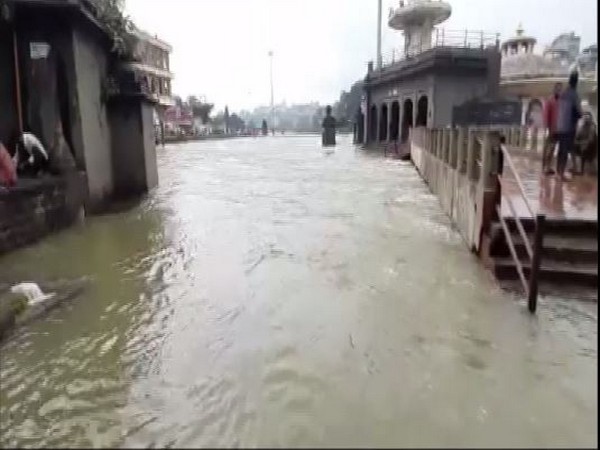 Visual of waterlogging due to heavy rains. (Photo/ANI)