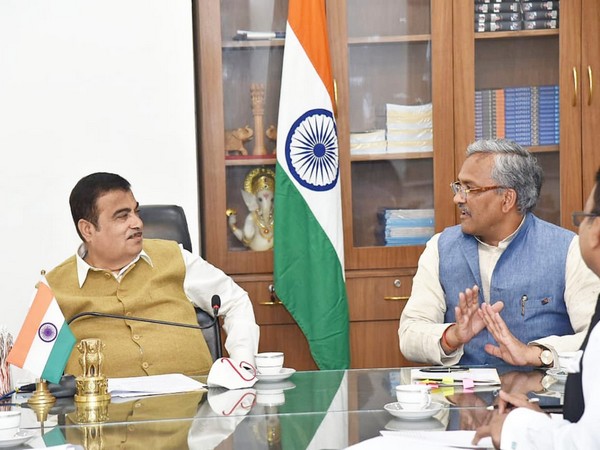 Uttarakhand CM in a meeting with Union Minister Nitin Gadkari on Tuesday.