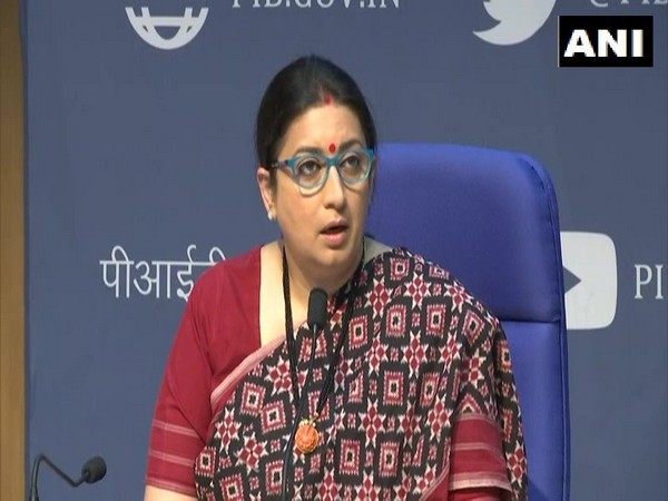 Women and Child Development Minister Smriti Irani during a press briefing on Wednesday. (Photo/ANI)