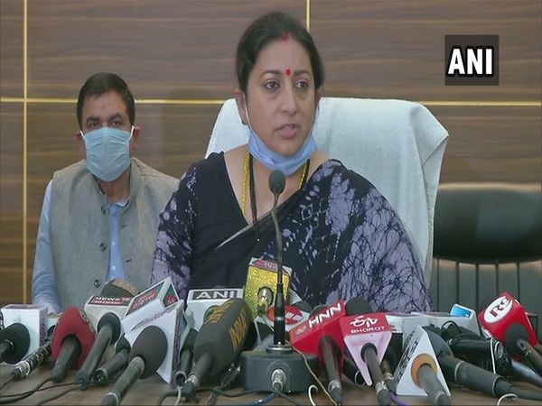 Union Minister Smriti Irani spoke to the media on the Hathras incident today. (Photo/ANI)