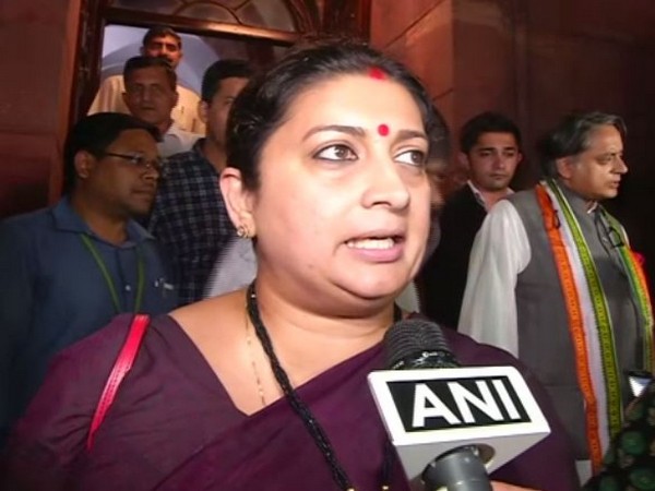  Union minister Smriti Irani talking to ANI in New Delhi on Tuesday 