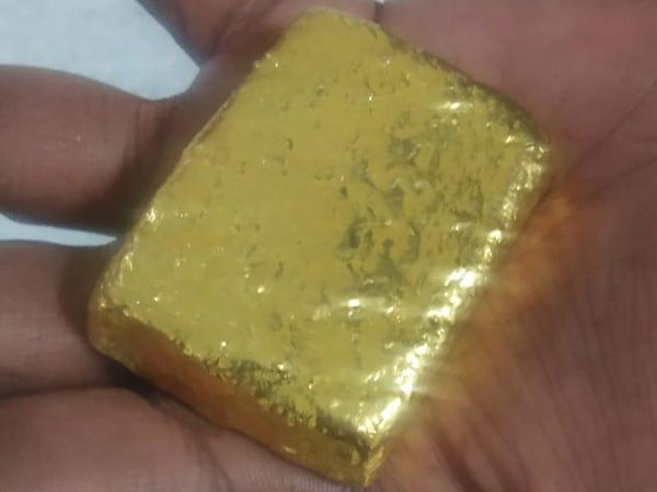 A visual of smuggled gold seized by Customs in Hyderabad. (Photo/ANI)