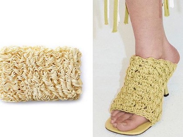 A picture of uncooked Ramen and Bottega Veneta's macrame sandals (Picture Courtesy: Diet Prada's Instagram)