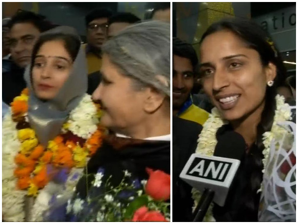 Suman (left) and Sneha (right) at Delhi International Airport early on Sunday