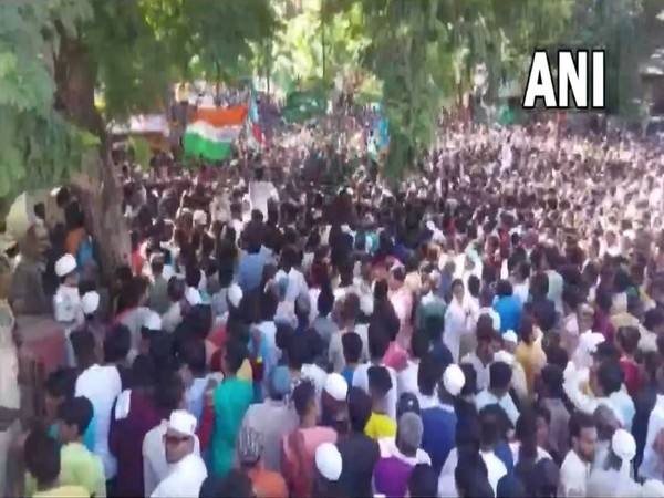 A visual from protests in Solapur (Image source: ANI)