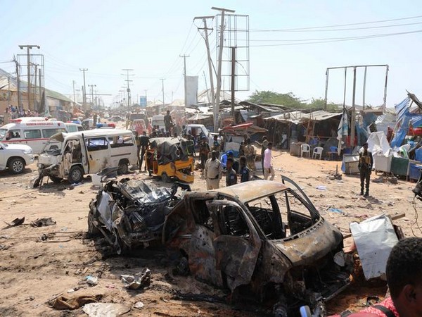 The site where the truck bomb blast occurred in Somalia's capital Mogadishu on Saturday