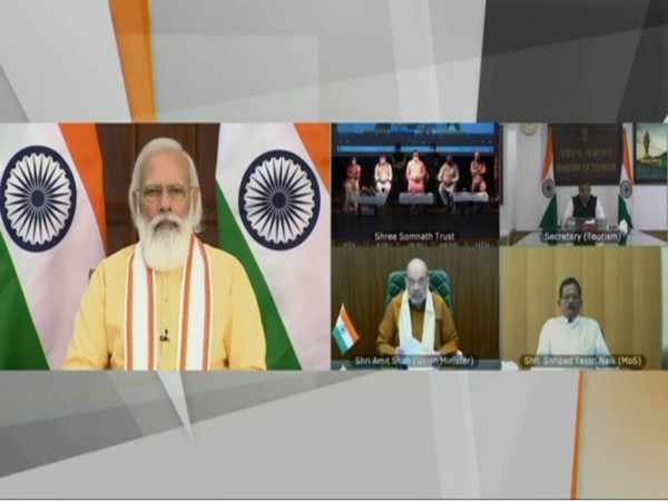 Prime Minister Narendra Modi inaugurates multiple projects in Gujarat's Somnath. (Photo/ ANI)