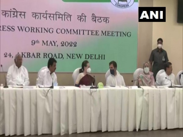 Congress President Sonia Gandhi at CWC meeting on Monday. 