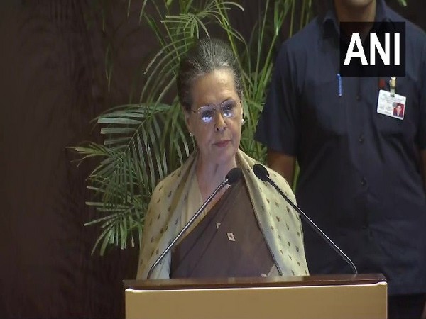 Congress president Sonia Gandhi speaking at an event in New Delhi on Thursday.