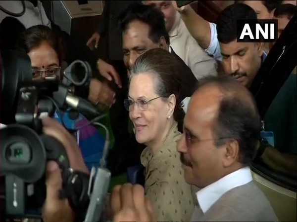 Congress interim president Sonia Gandhi arrived at Parliament to attend winter session on Monday