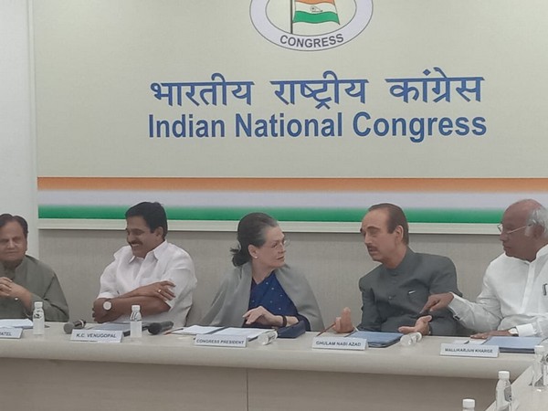 Congress President Sonia Gandhi chairs meeting of party functionaries on Saturday in New Delhi 