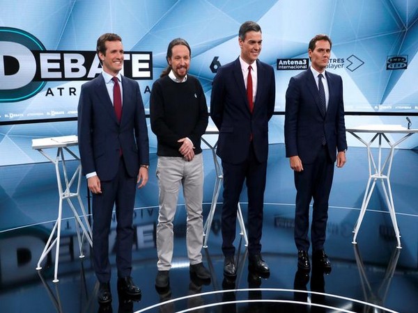 Main candidates for Spanish general elections 2019 pose before a televised debate in Madrid, Spain on April 23 (Photo/Reuters)