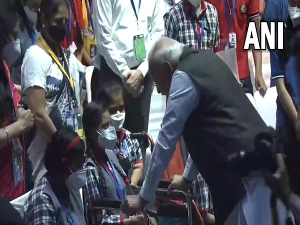 PM Modi meets specially-abled school students (Photo/ANI) 