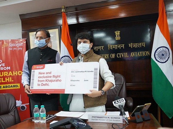 Union Civil Aviation Minister Jyotiraditya M Scindia during the inauguration. (ANI/Twitter)