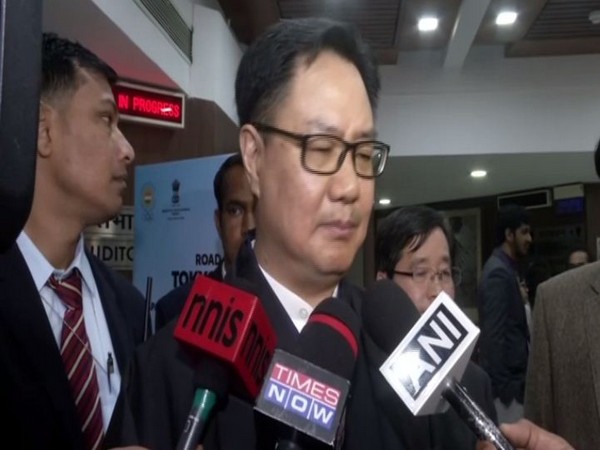 Union Minister of Youth Affairs and Sports Kiren Rijiju speaking to reporters in New Delhi on Thursday. Photo/ANI