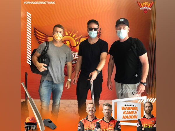 SRH skipper David Warner, Kane Williamson and coach Brad Haddin (Image: SRH)