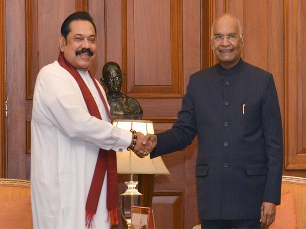 Sri Lankan Prime Minister Mahinda Rajapaksa with Indian President Ram Nath Kovind in New Delhi on Saturday. Photo/ANI