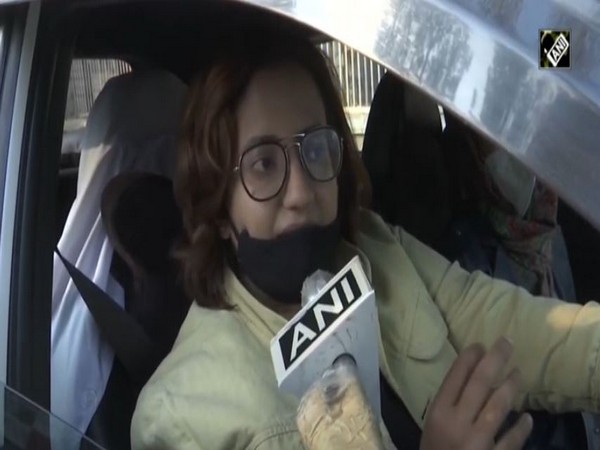 A participant from the car rally organised to raise awareness against drug abuse in Srinagar on Sunday. (Photo/ANI)