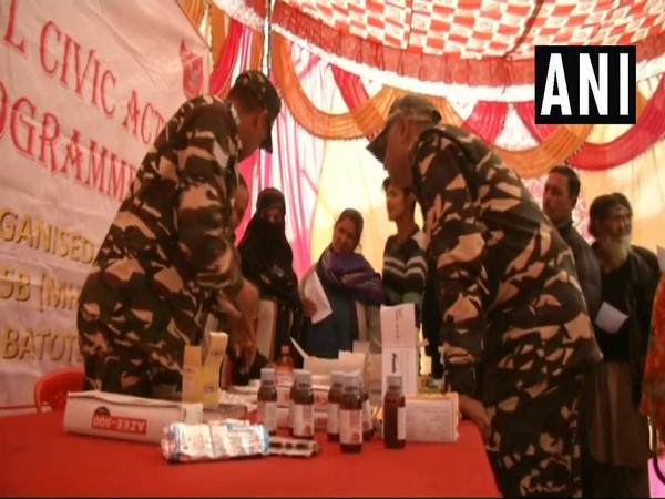 Hundreds of people avail medical services provided by Sashastra Seema Bal (SSB) as part of their 'Medical Civic Action Programme' in Khellani village in Doda district on Thursday. 