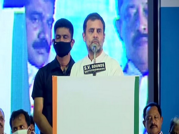 Congress leader Rahul Gandhi addressing a gathering in Thiruvananthapuram on Tuesday.