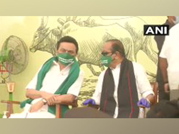 DMK president MK Stalin on left (Twitter/ANI)