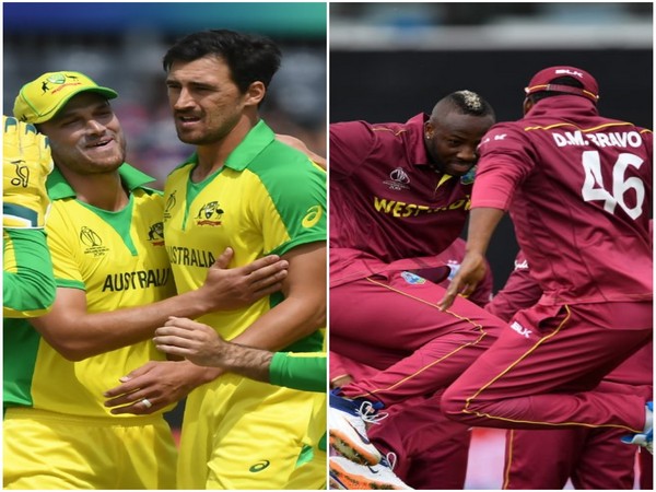 Australia's Mitchell Starc (L) and West Indies' Andre Russell (R)