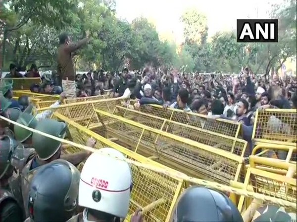 Visual from protest near Jamia Millia Islamia University in New Delhi on Thursday.