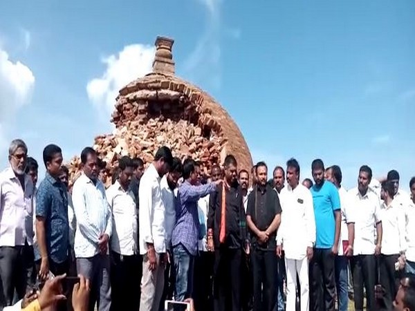 Andhra Pradesh Minister for Tourism Muttamsetti Srinivasa Rao visiting the  Maha Stupa at ThotlaKonda on Monday. (Photo/ANI)