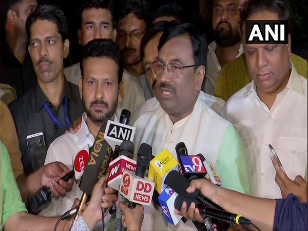 BJP leader Sudhir Mungantiwar talking to media persons in Mumbai on Monday