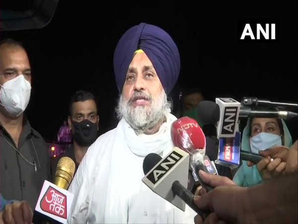 SAD president Sukhbir Singh Badal speaking to reporters in New Delhi on Thursday.