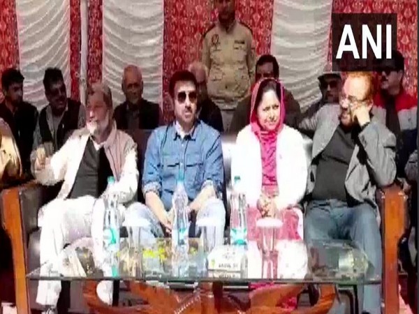 BJP MP Sunny Deol attends a public rally in Pathankot. Photo/ANI