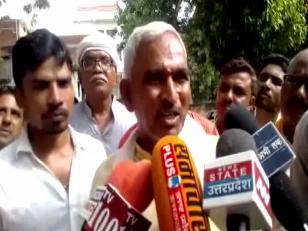 BJP MLA from Ballia, Surendra Singh speaking to reporters on Sunday. 