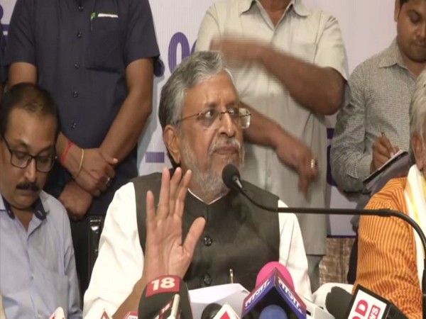 Bihar Deputy CM Sushil Kumar Modi speaking to reporters in Patna on Wednesday. Photo/ANI
