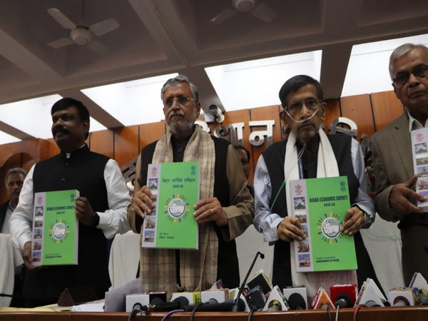 Deputy Chief Minister Sushil Modi presenting the 14th Economic Survey of Bihar on Monday. Photo/ANI