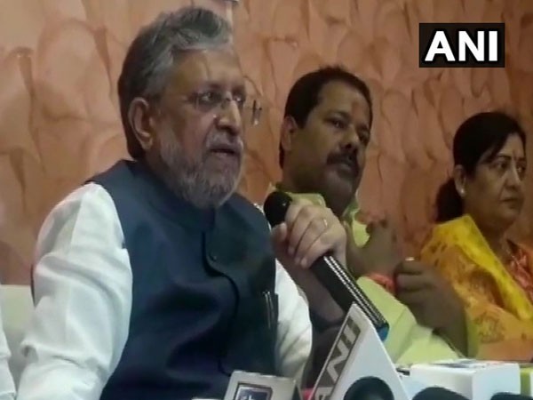 BJP leader Sushil Kumar Modi addressing a press conference at Muzaffarpur in Bihar on Tuesday. Photo/ANI