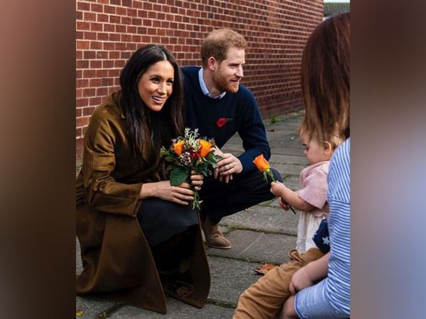 Meghan Markle and Prince Harry meeting family members of the military