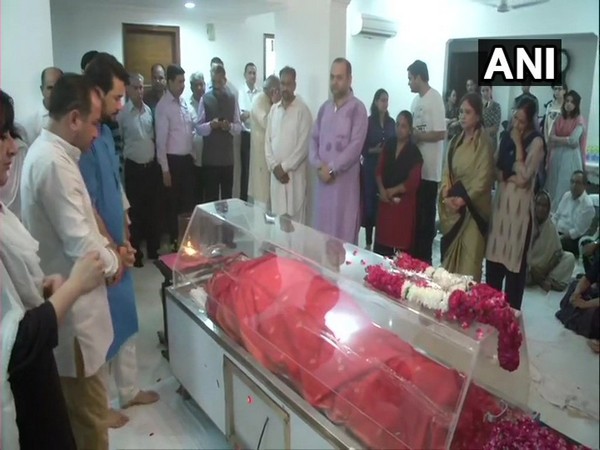 Mortal remains of Sushma Swaraj at her residence in New Delhi.