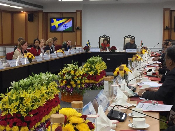 Queen Silvia of Sweden with AIIMS Director (Prof) Randeep Guleria earlier on Tuesday