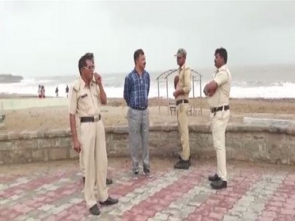 Diu Police officials patrolling the beach (Photo/ANI)