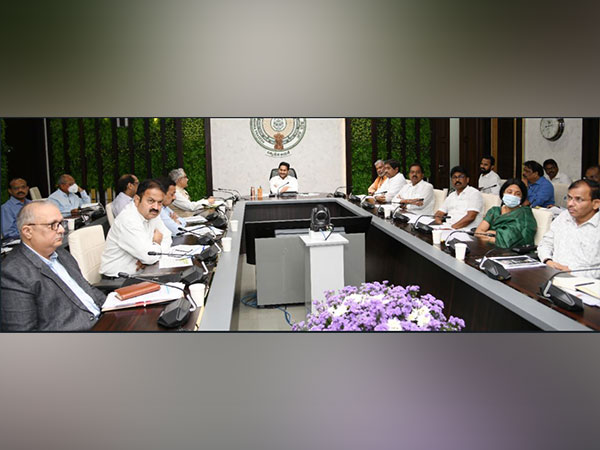 visual from the review meeting chaired by Andhra Pradesh Chief Minister Y S Jagan Mohan Reddy (Photo/ANI)