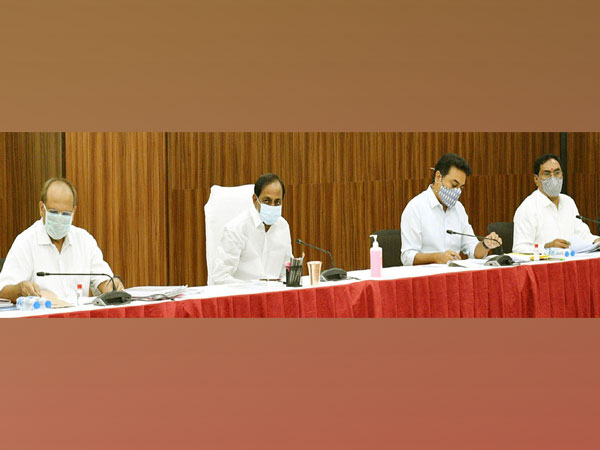 Visual of meeting chaired by Telangana Chief Minister K Chandrashekhar Rao (second from left) (Photo/Twitter)