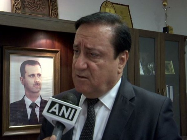 Syrian envoy to New Delhi Riad Abbas speaking to ANI on Monday in New Delhi. Photo/ANI